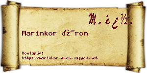 Marinkor Áron névjegykártya